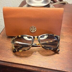 Tory Burch Tortoise Glasses with Orange Case